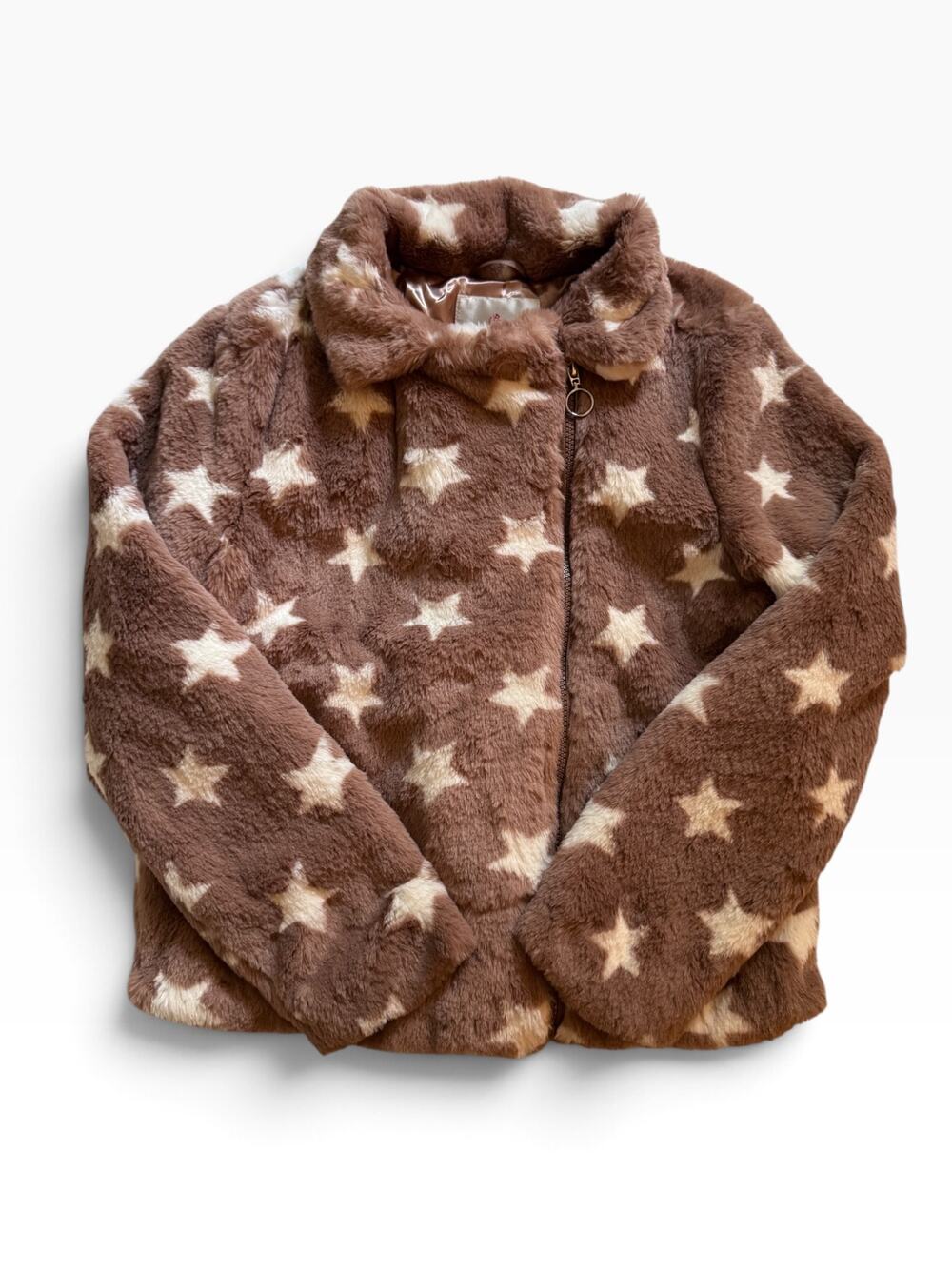 NWT Urban Republic toffee star faux fur moto coat